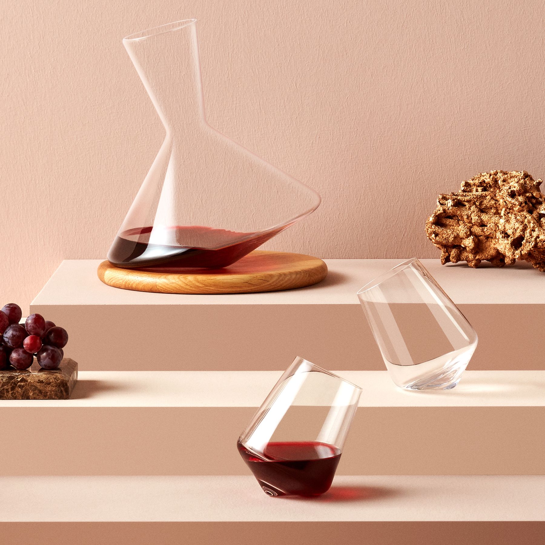 Decanter per vino Balance con base in legno