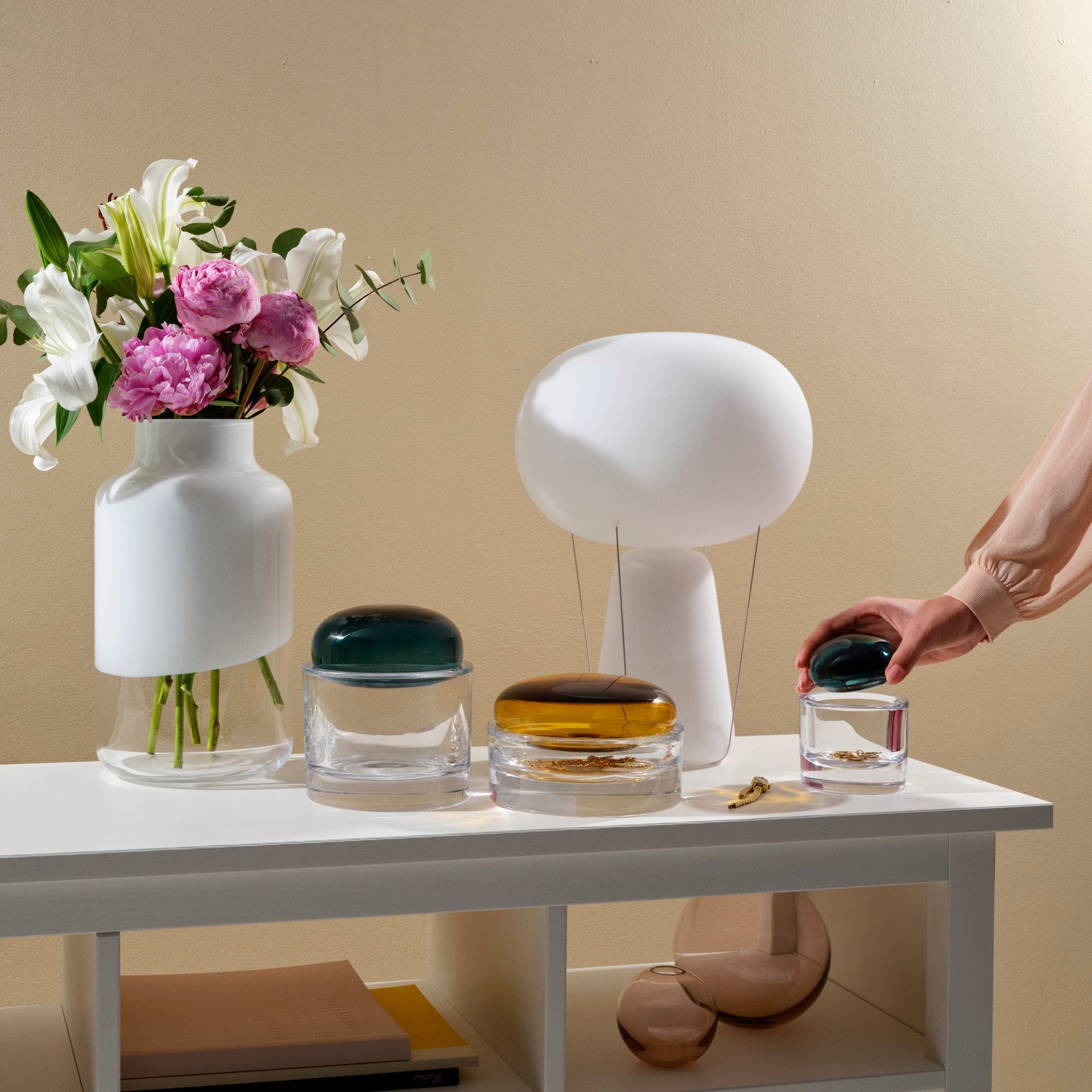 Blow Lamp White Base with Opal Top