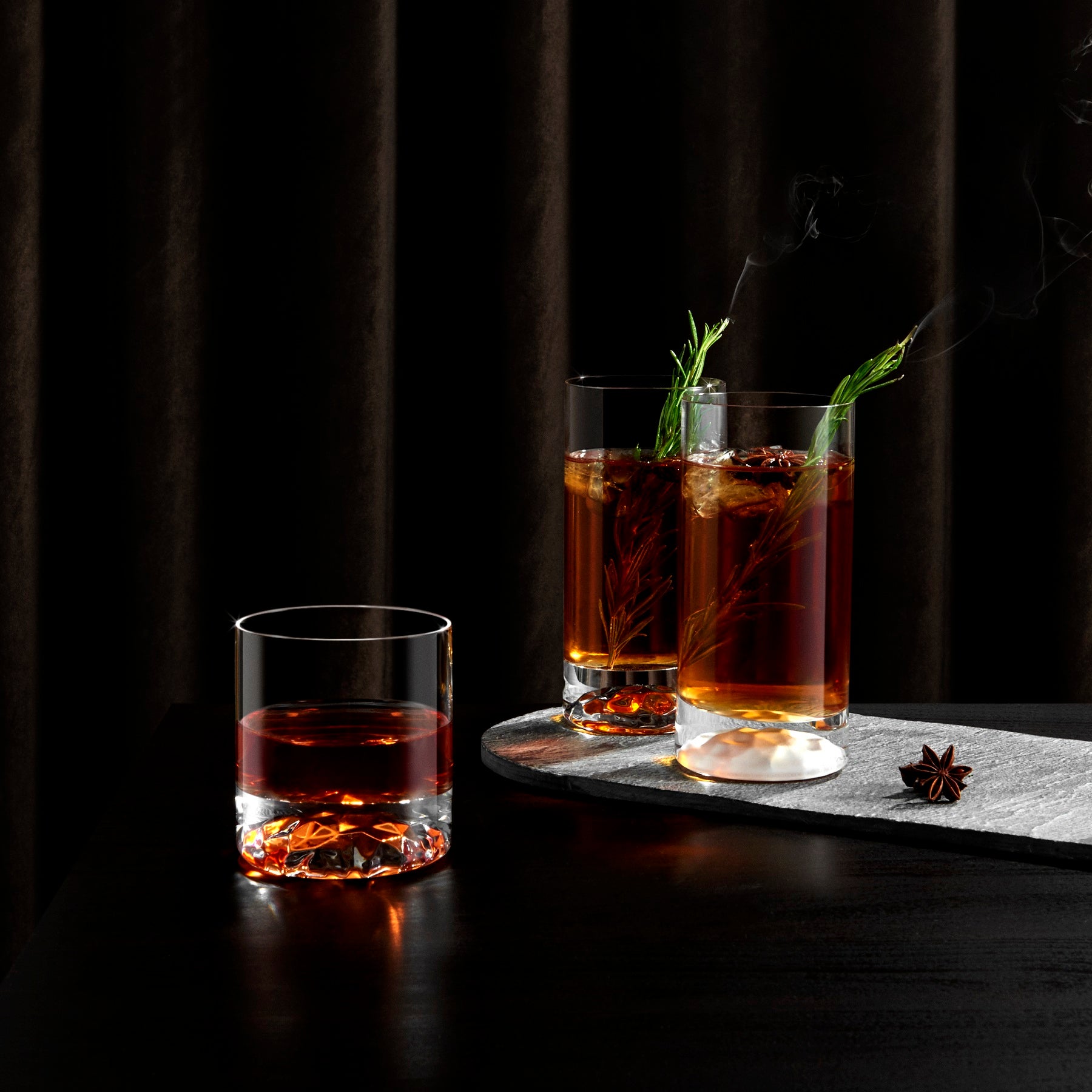 Club Ice Set of 4 High Ball Glasses Small with Frosted Ripple Effect