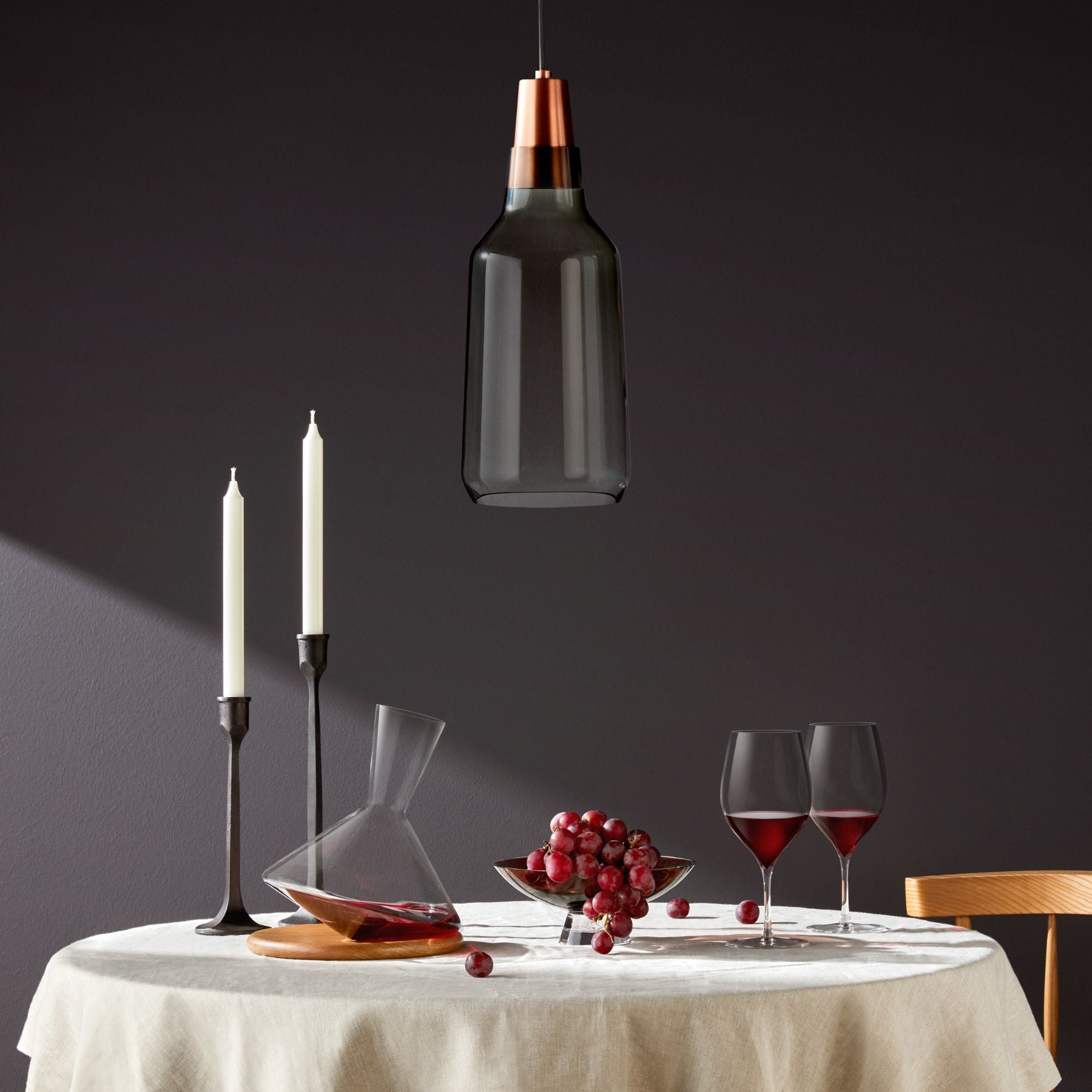 Decanter per vino Balance con base in legno