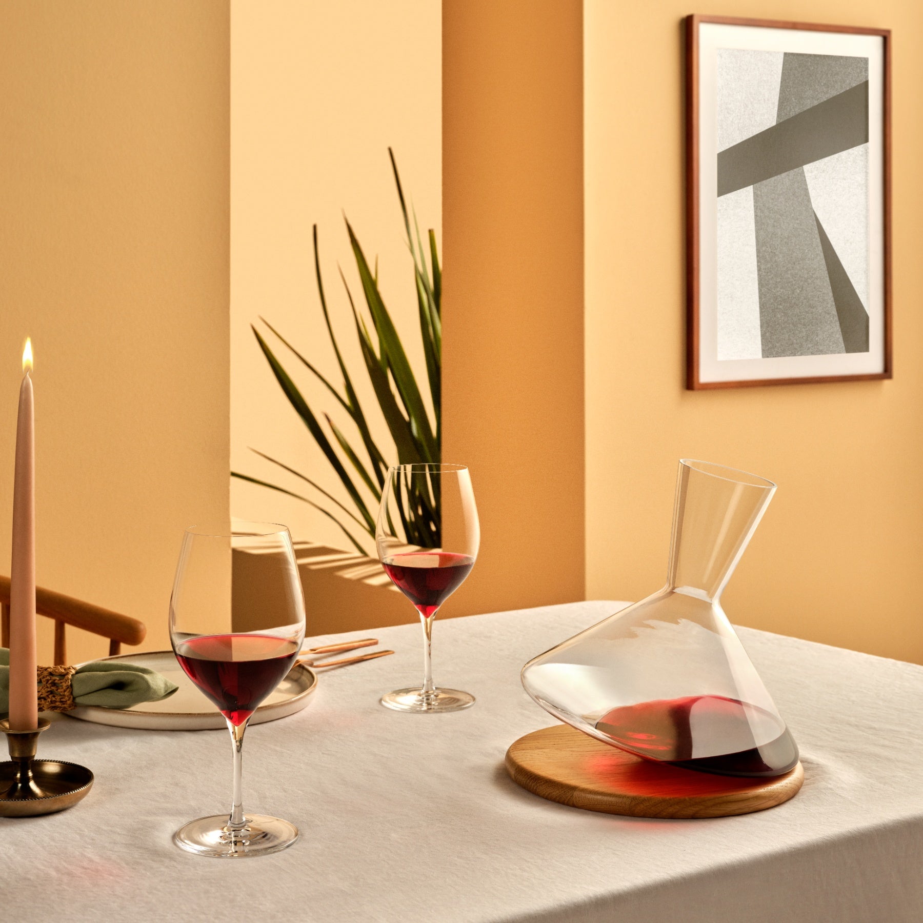 Decanter per vino Balance con base in legno