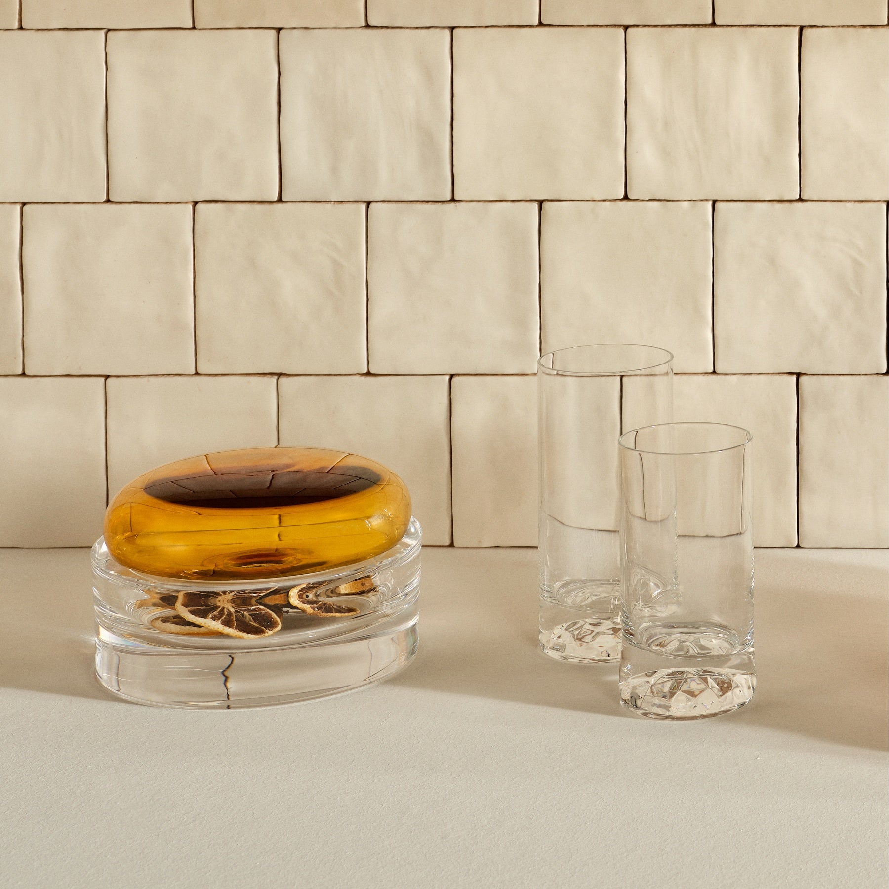 Club Set of 4 High Ball Glasses Small with Ripple Effect