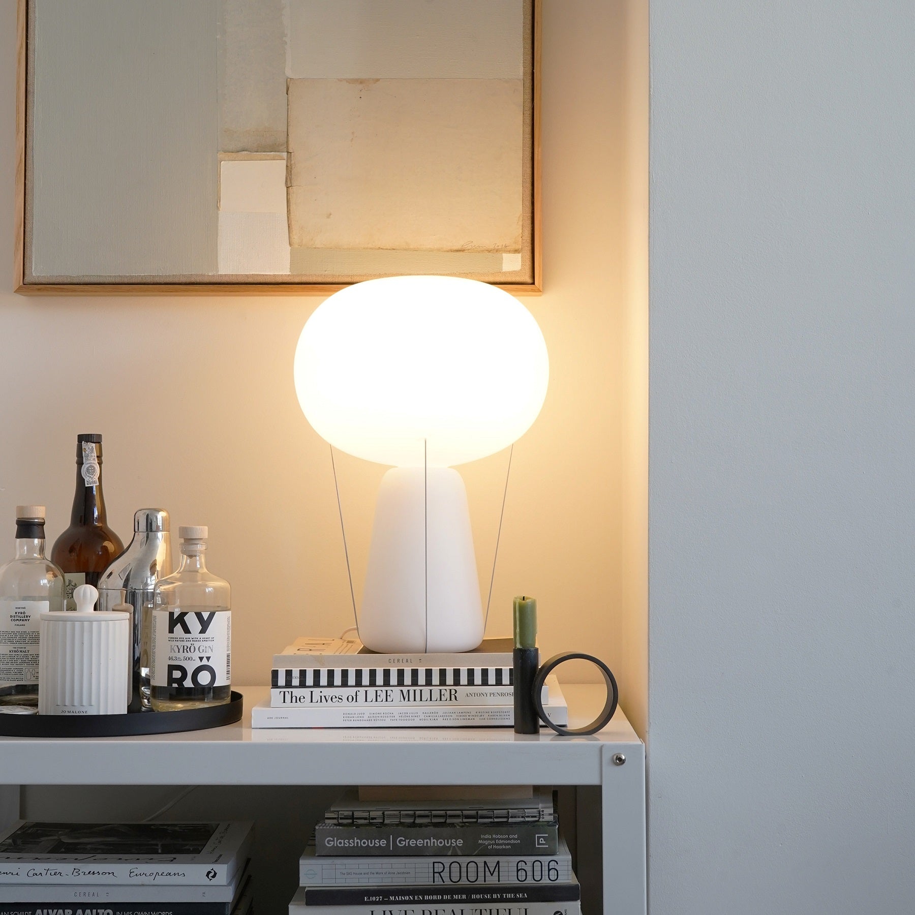 Blow Lamp White Base with Opal Top
