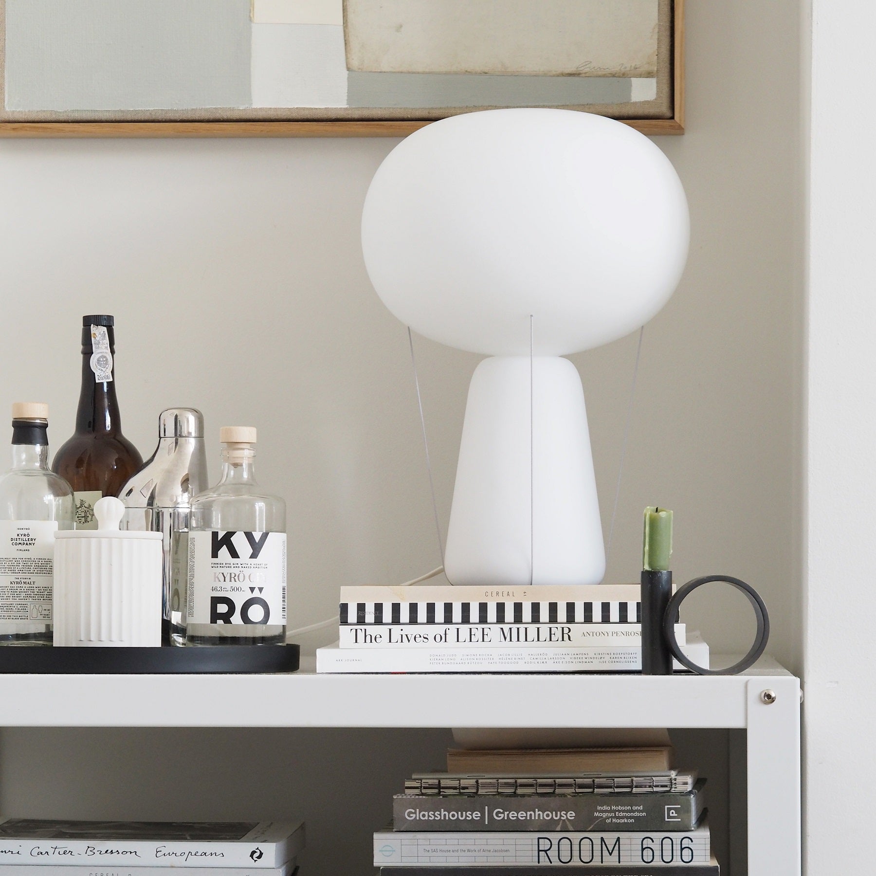 Blow Lamp White Base with Opal Top