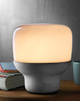 Lampada Liscia in Vetro Opaco con Base in Pietra