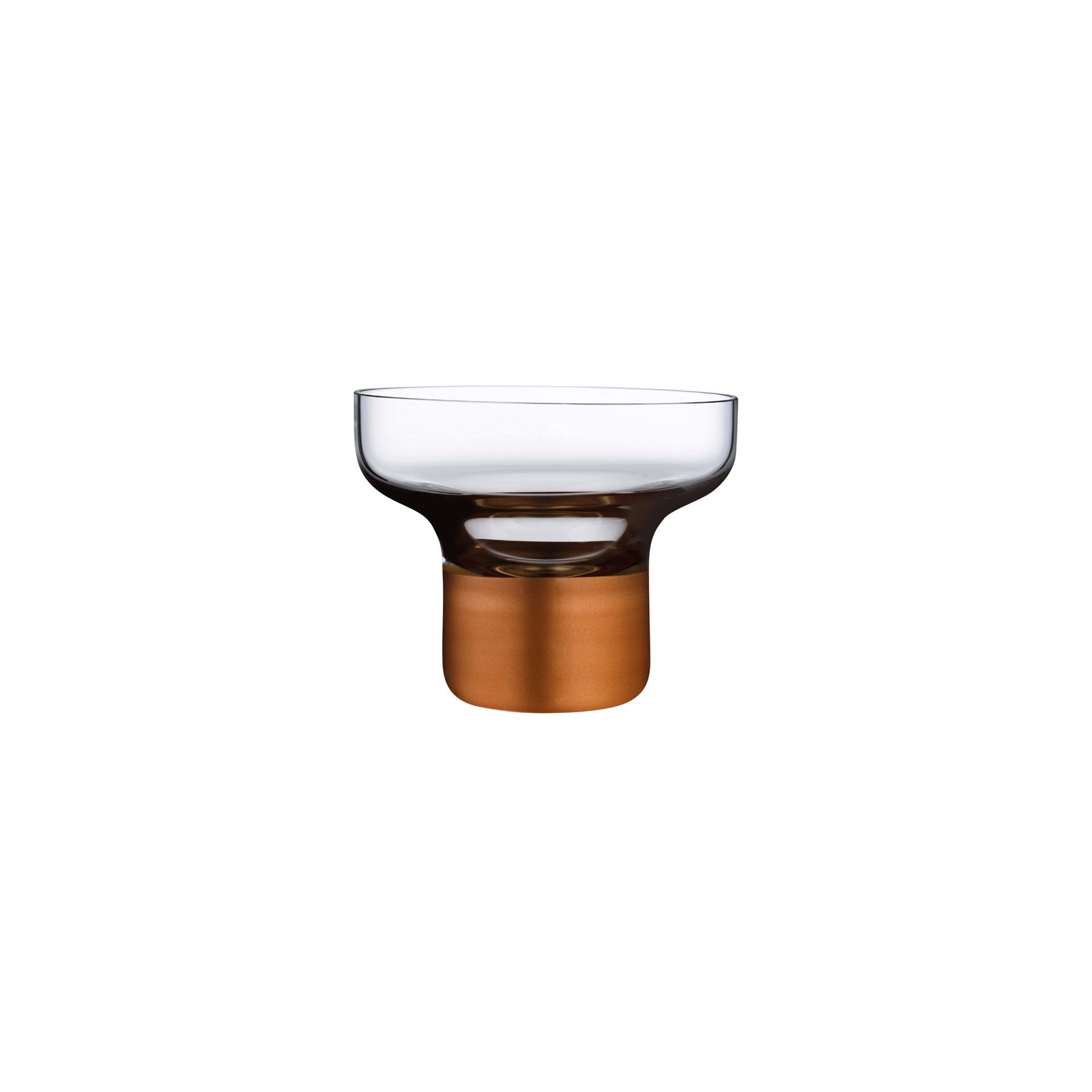 Contour Bowl piede alto con piano trasparente e base in rame