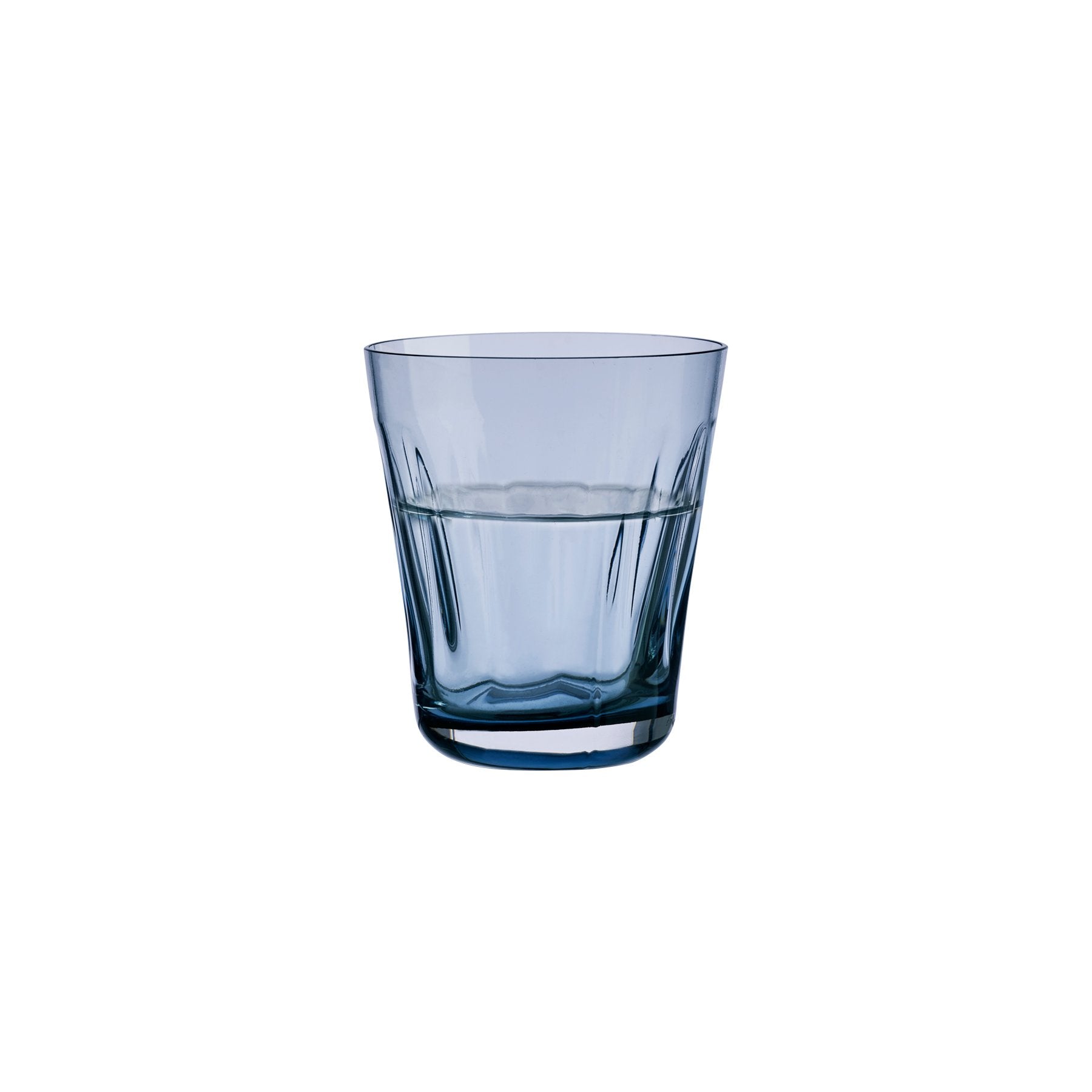 NUDE Lady leadfree crystal tumbler in steel blue filled with water