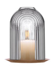 Lead-free crystal candle holder Ilo, a dome shaped candle holder with rippled glass effect, with candle presented on white background