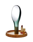 Moon Mirror with Oak Stand