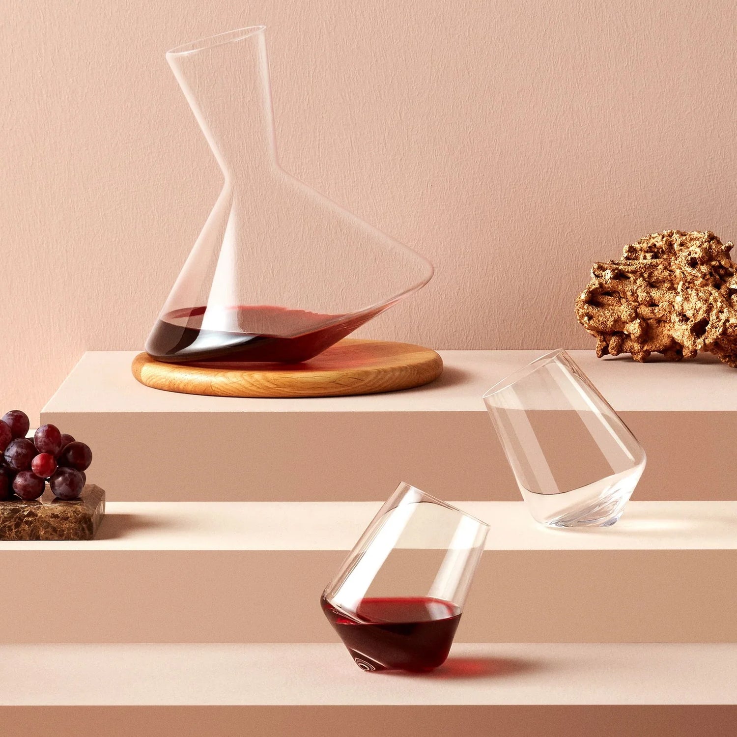 Balance Wine Decanter With Wooden Base - NUDE EU