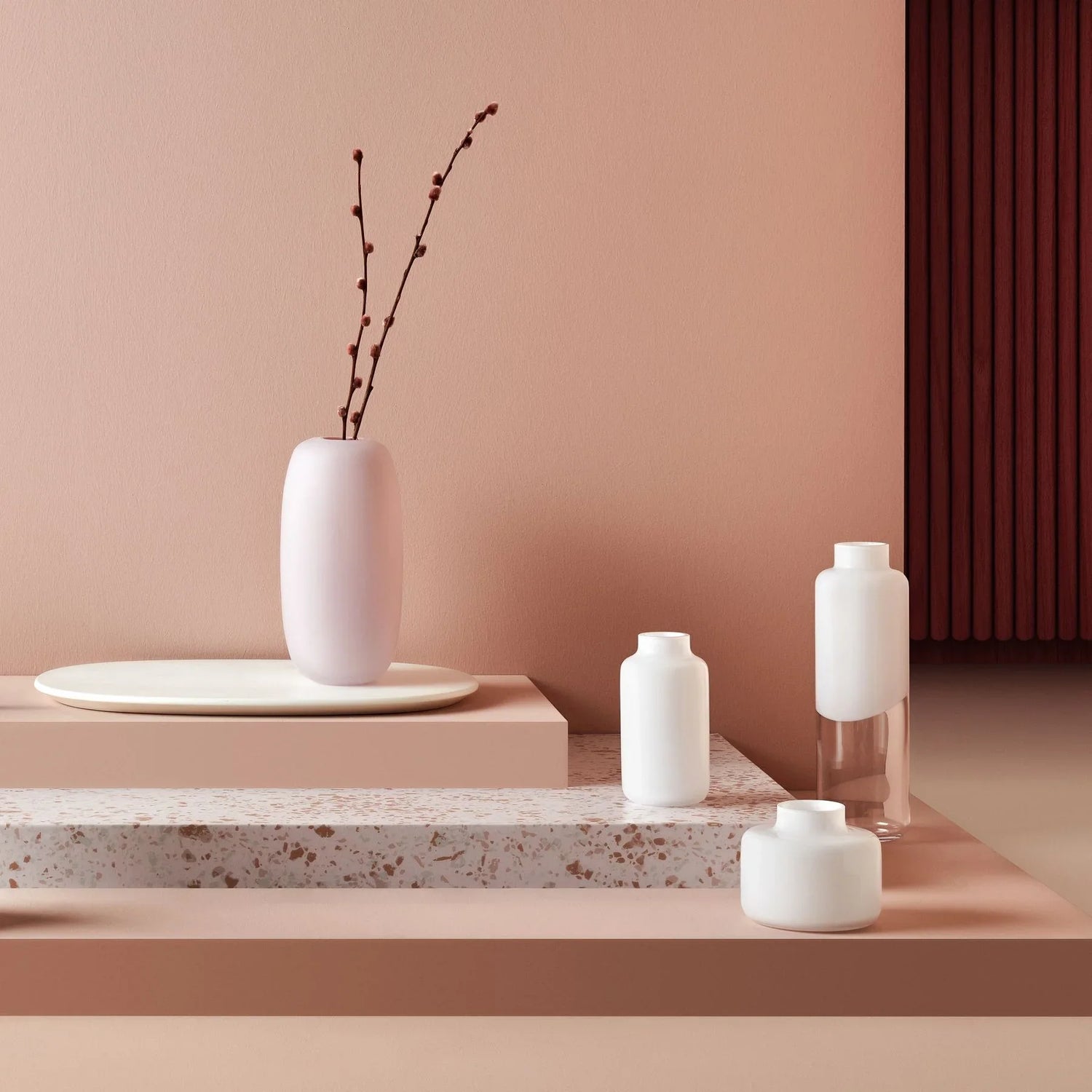 Sweets Vase Opal Pink with Glossy White Base Small - NUDE EU