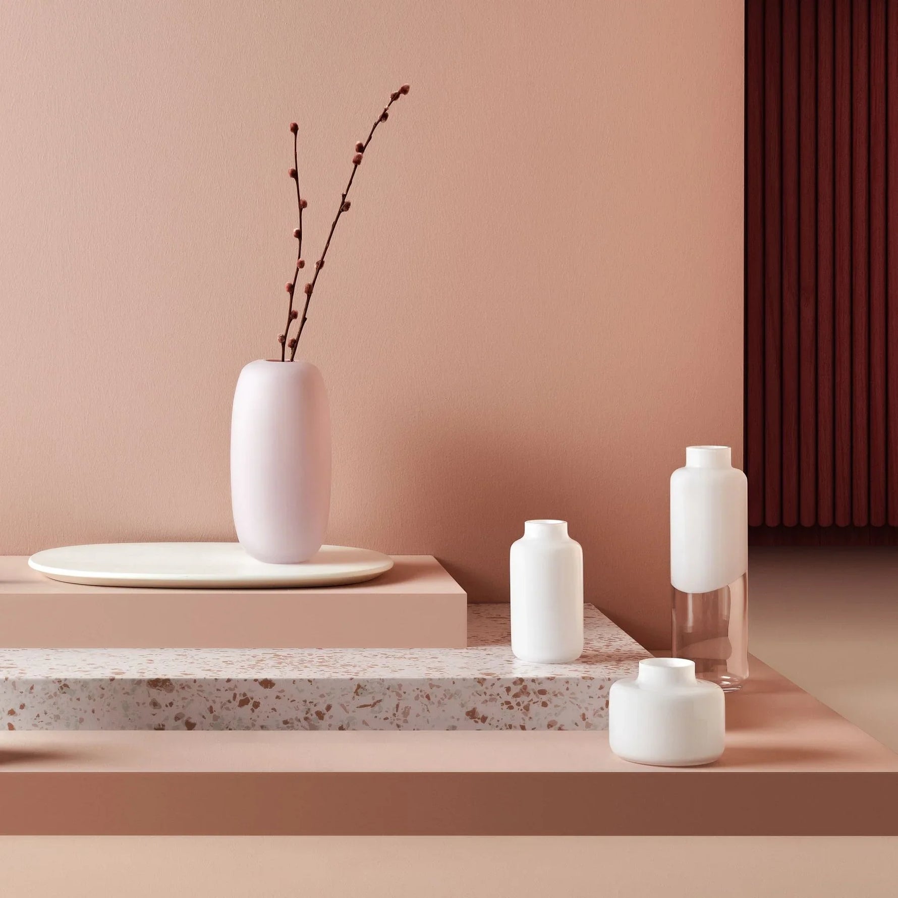 Sweets Vase Opal Pink with Glossy White Base Small - NUDE EU