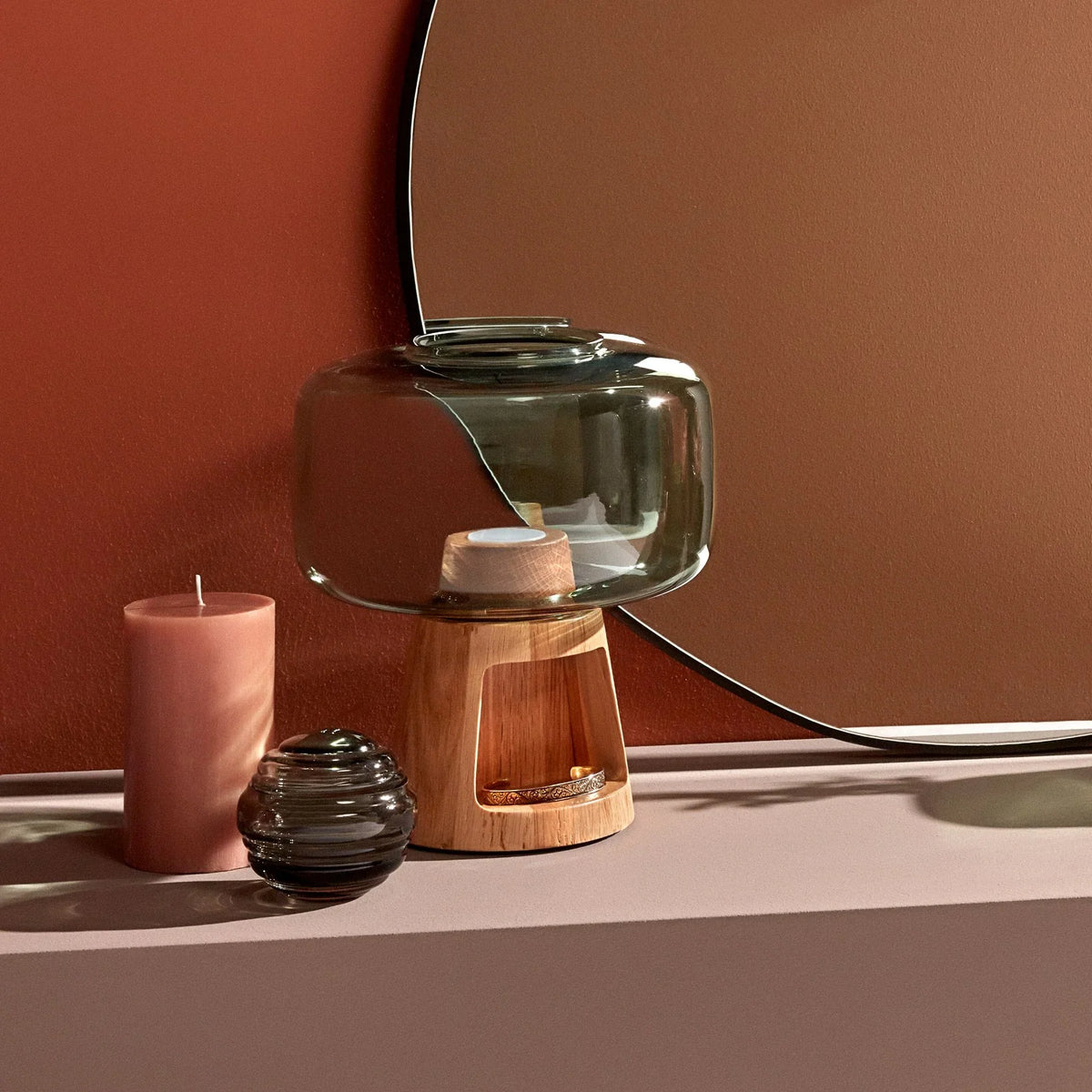 Tree Lamp with Glass and Oak Base - NUDE EU