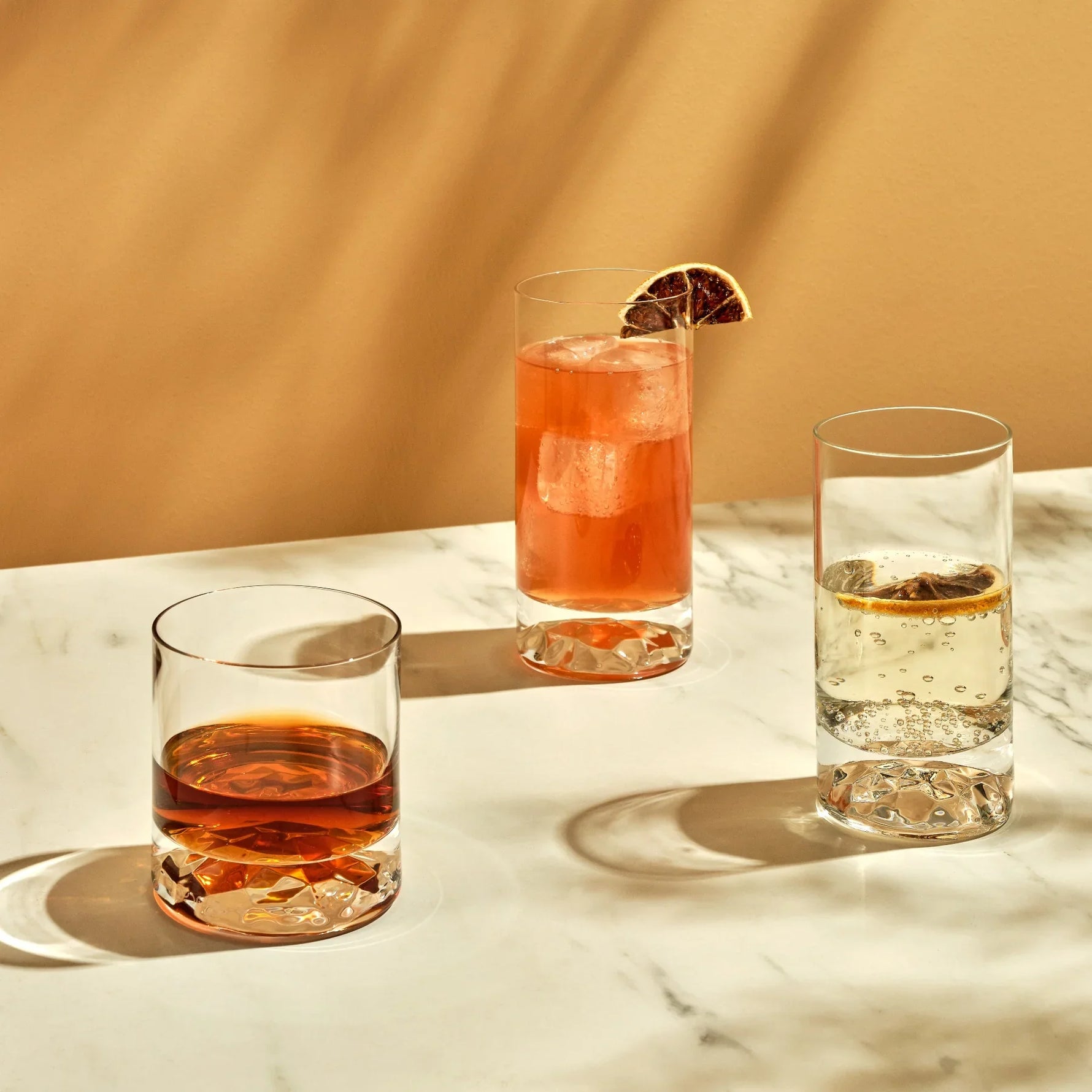 Club Set of 4 High Ball Glasses Small with Ripple Effect - NUDE EU