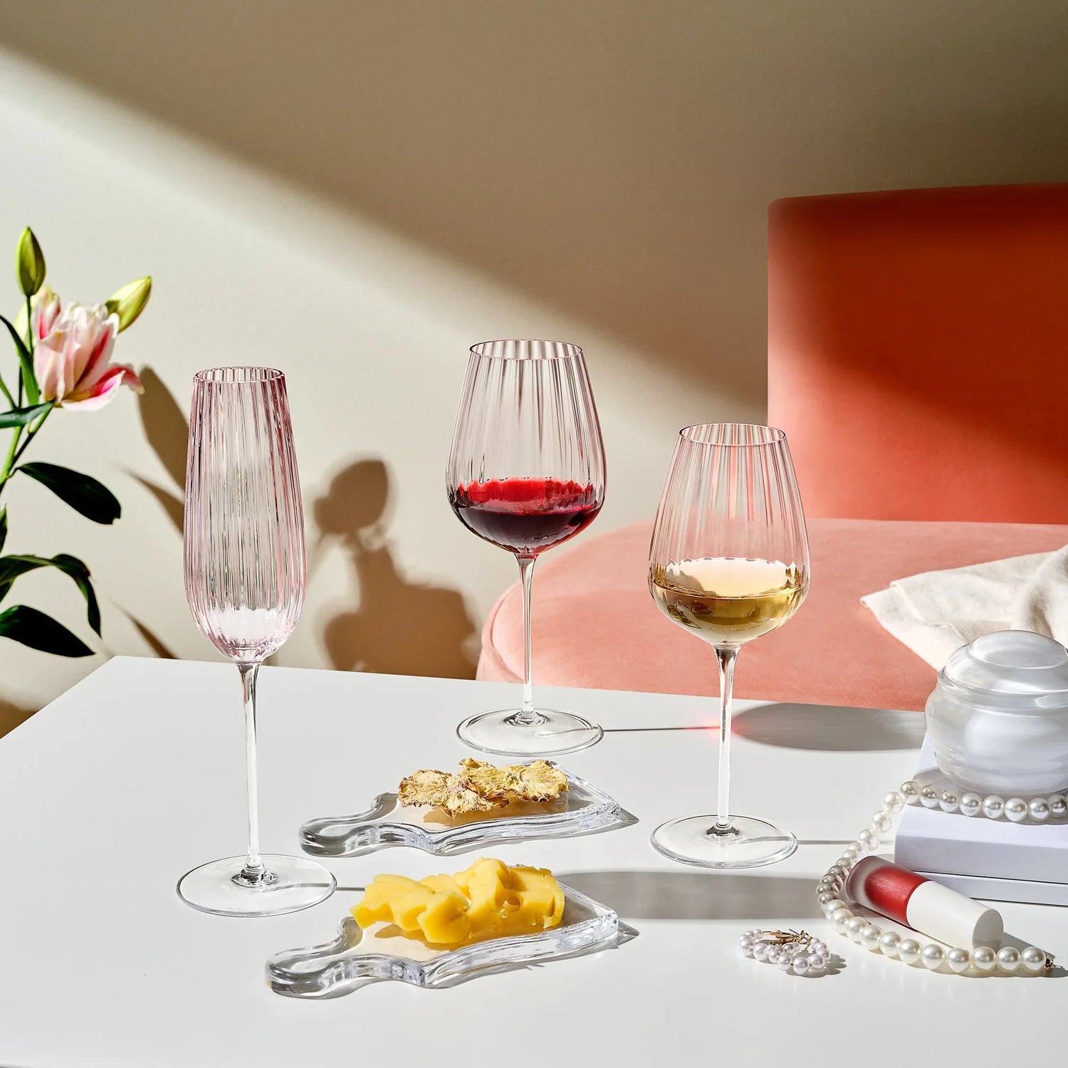 Round Up Dusty Rose Set of 2 Red wine glasses - NUDE EU