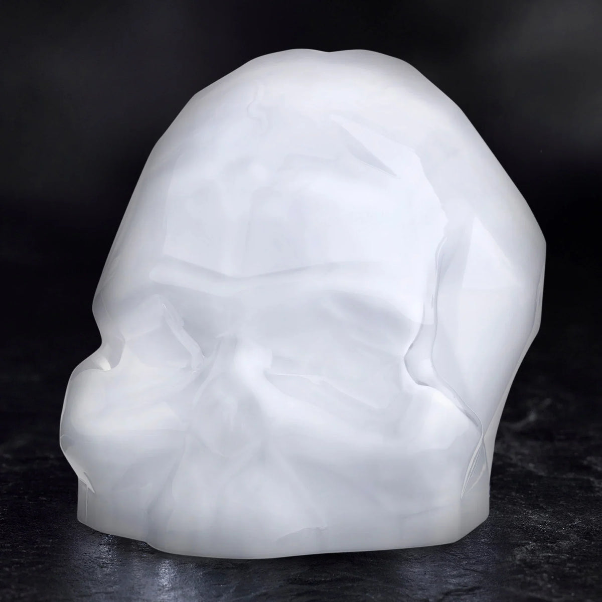Memento Mori Faceted Skull Opal White Large - NUDE EU