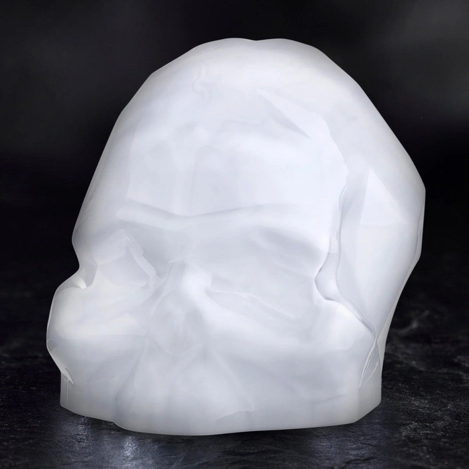 Memento Mori Faceted Skull Opal White Large - NUDE EU