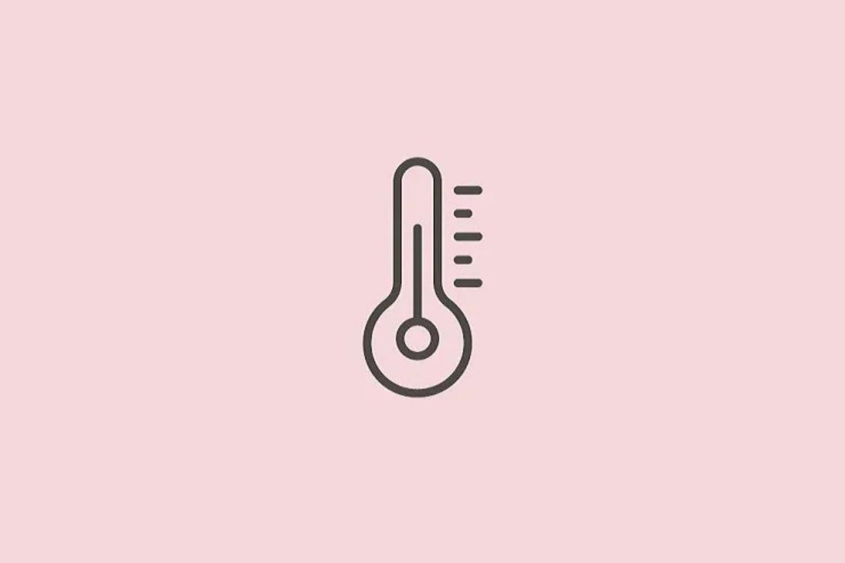 Thermometer icon on a pink background