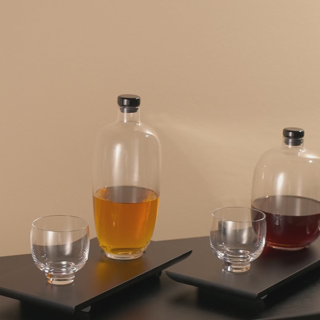 Malt Whiskey Bottle with Wooden Tray
