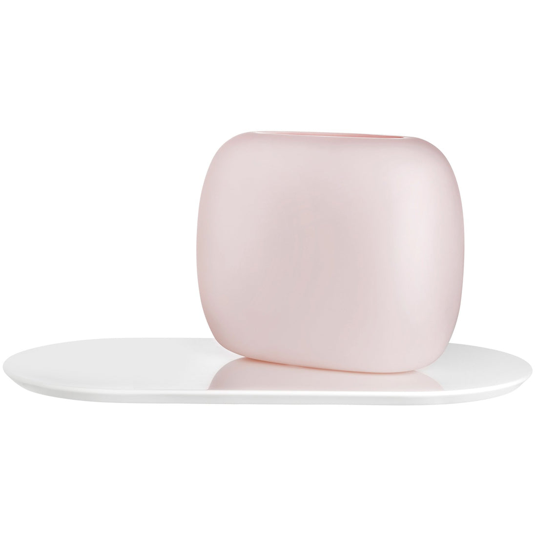 Sweets Vase Opal Pink with White Glossy Base Large