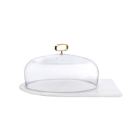 Cupola Cake Dome Medium with Brass Handle and Marble Base