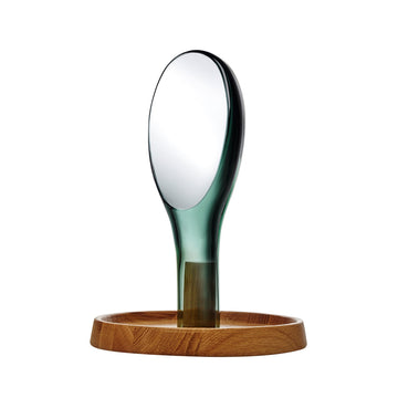 Specchio Moon con supporto in rovere