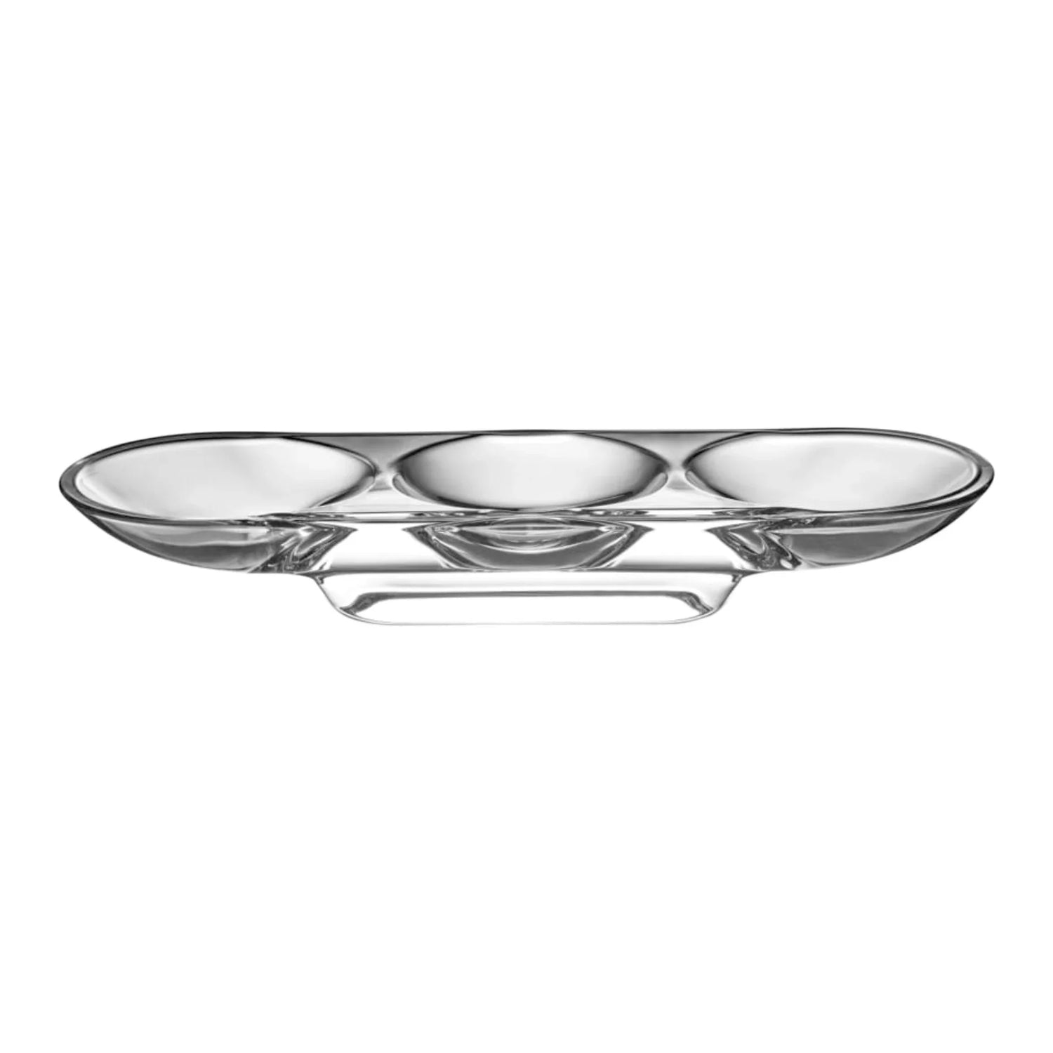 Nude Glass Silhouette Compartment Tray 3 sections curved in clear lead-free glass
