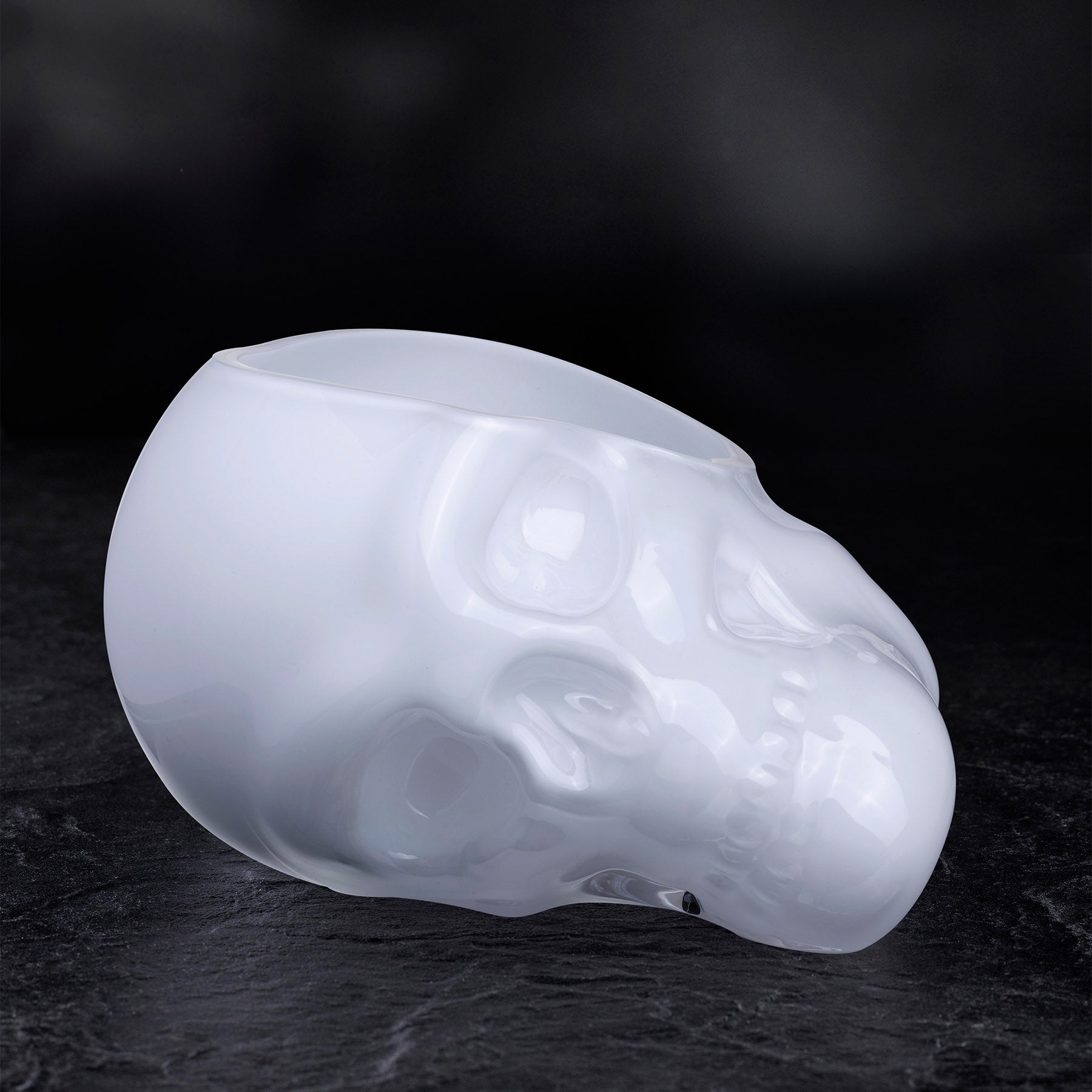 Memento Mori Faceted Skull Bowl Opal White Small