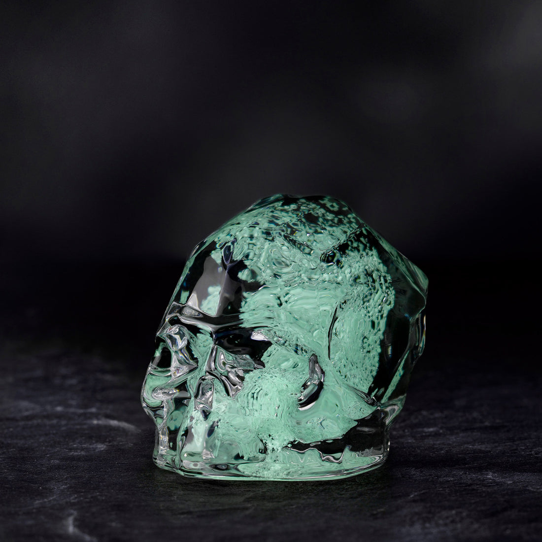 Memento Mori Faceted Skull Luminous Green Small